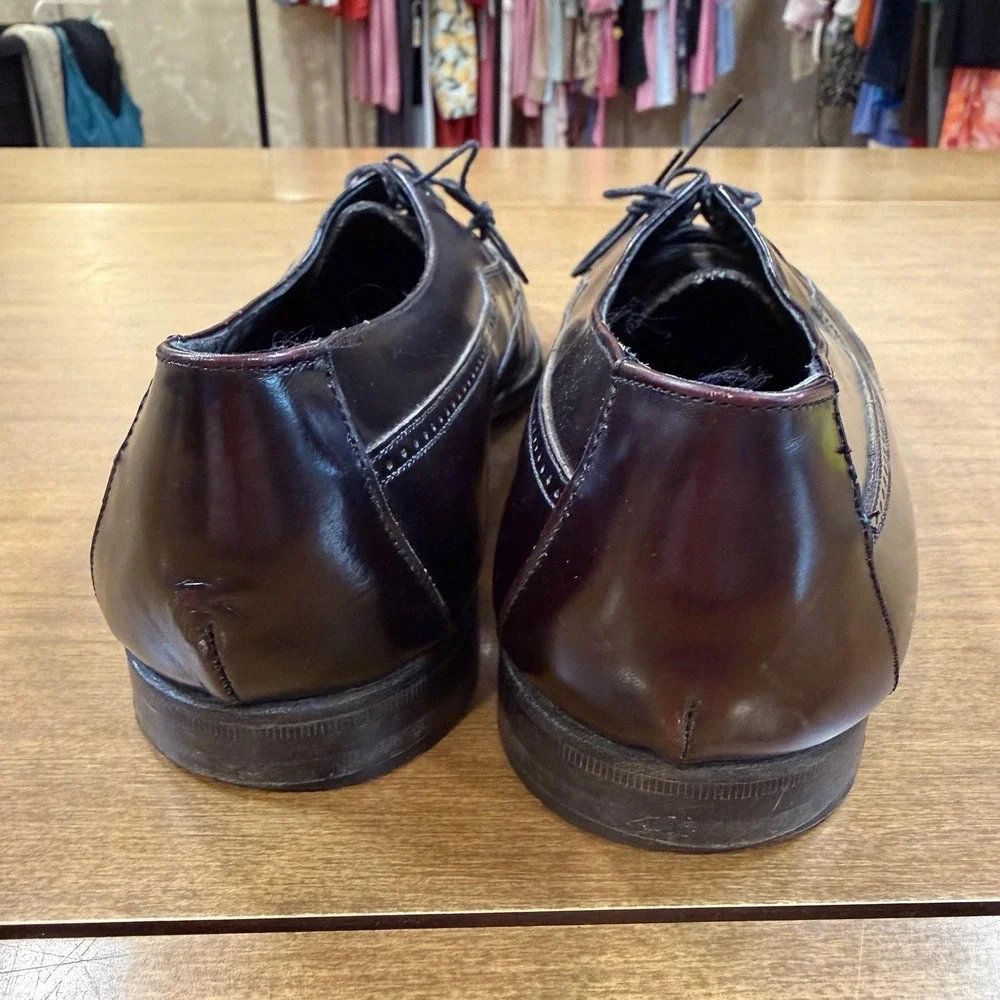 Johnston & Murphy Wingtip Shoes Mens Size 9.5 W Brown Brogue Oxford Italy Dress
